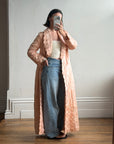 Vintage 40s Blush Quilted Trapunto Silk Satin Coat