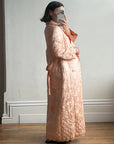Vintage 40s Blush Quilted Trapunto Silk Satin Coat