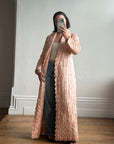 Vintage 40s Blush Quilted Trapunto Silk Satin Coat