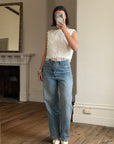 Vintage 60s White Paillette Sequin Top