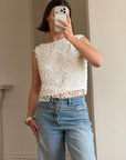 Vintage 60s White Paillette Sequin Top