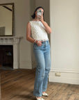 Vintage 60s White Paillette Sequin Top