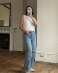 Vintage 60s White Paillette Sequin Top