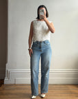 Vintage 60s White Paillette Sequin Top