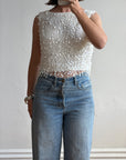 Vintage 60s White Paillette Sequin Top