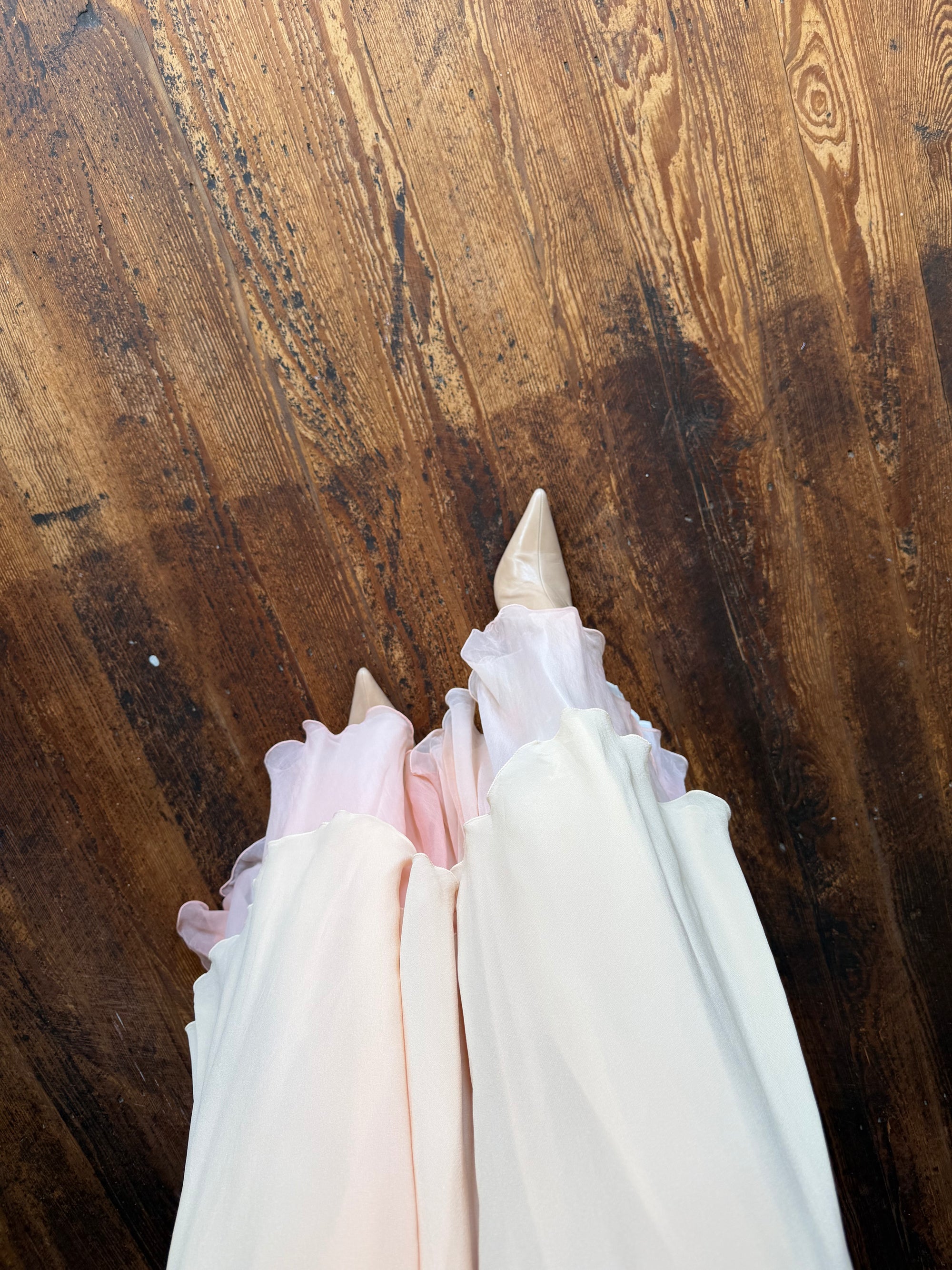 Vintage 90s Italian Silk Nude Ombre Sunrise Slip Gown