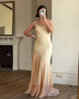 Vintage 90s Italian Silk Nude Ombre Sunrise Slip Gown