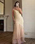 Vintage 90s Italian Silk Nude Ombre Sunrise Slip Gown