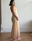 Vintage 90s Italian Silk Nude Ombre Sunrise Slip Gown