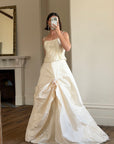 Vintage 80s Mermaid Silk Taffeta Bridal Ballgown Set