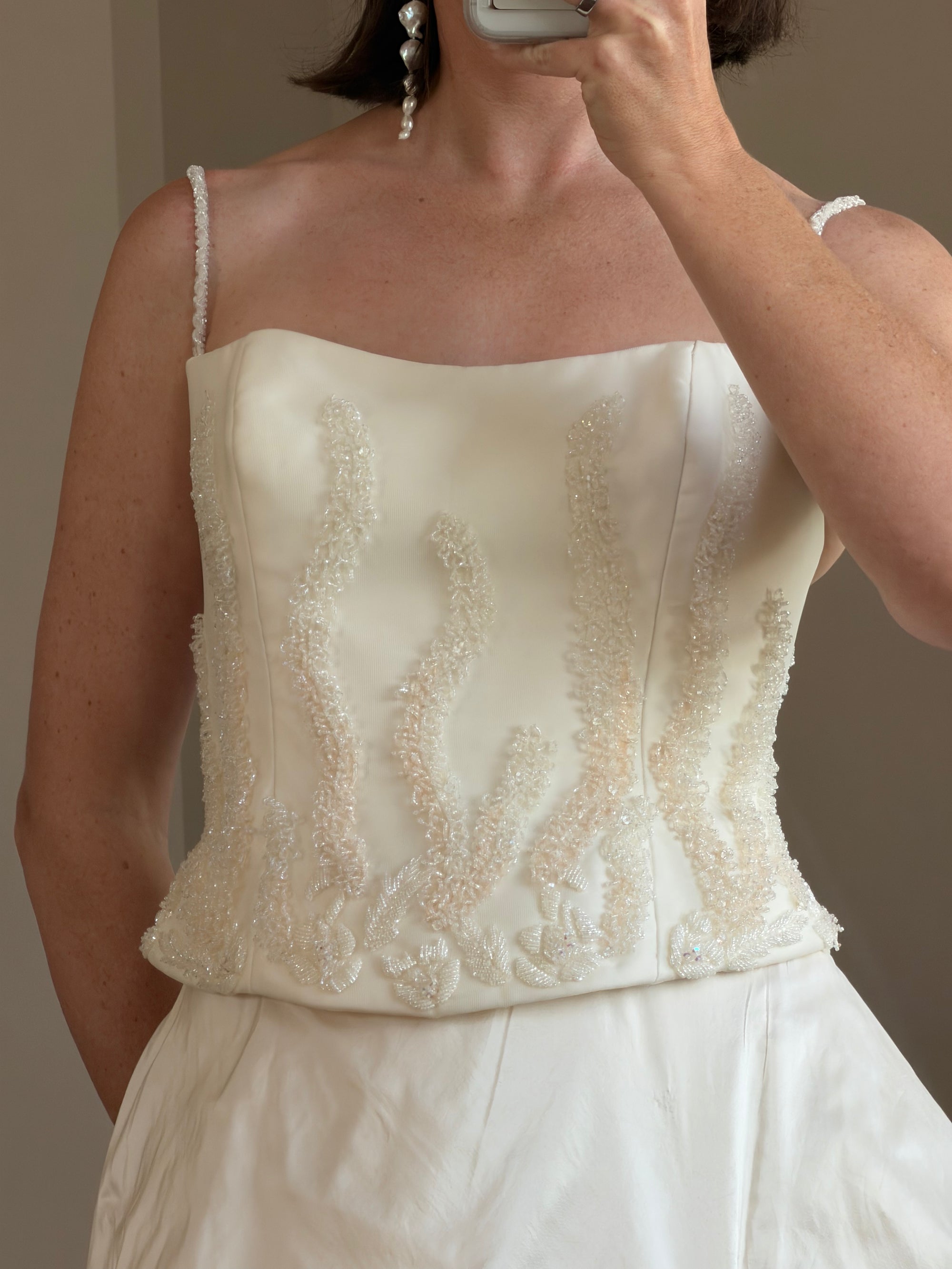 Vintage 80s Mermaid Silk Taffeta Bridal Ballgown Set