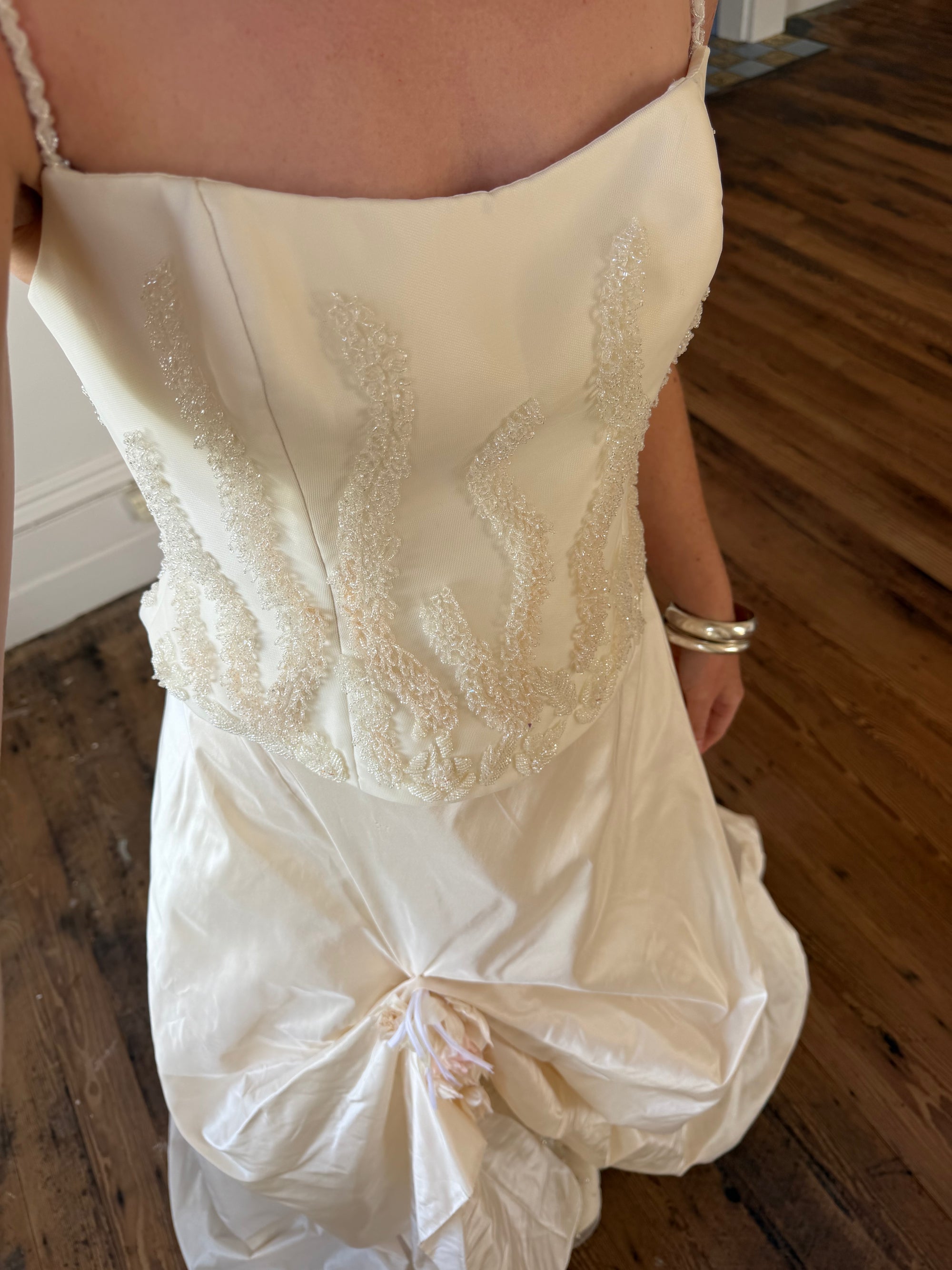 Vintage 80s Mermaid Silk Taffeta Bridal Ballgown Set