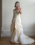 Vintage 80s Mermaid Silk Taffeta Bridal Ballgown Set