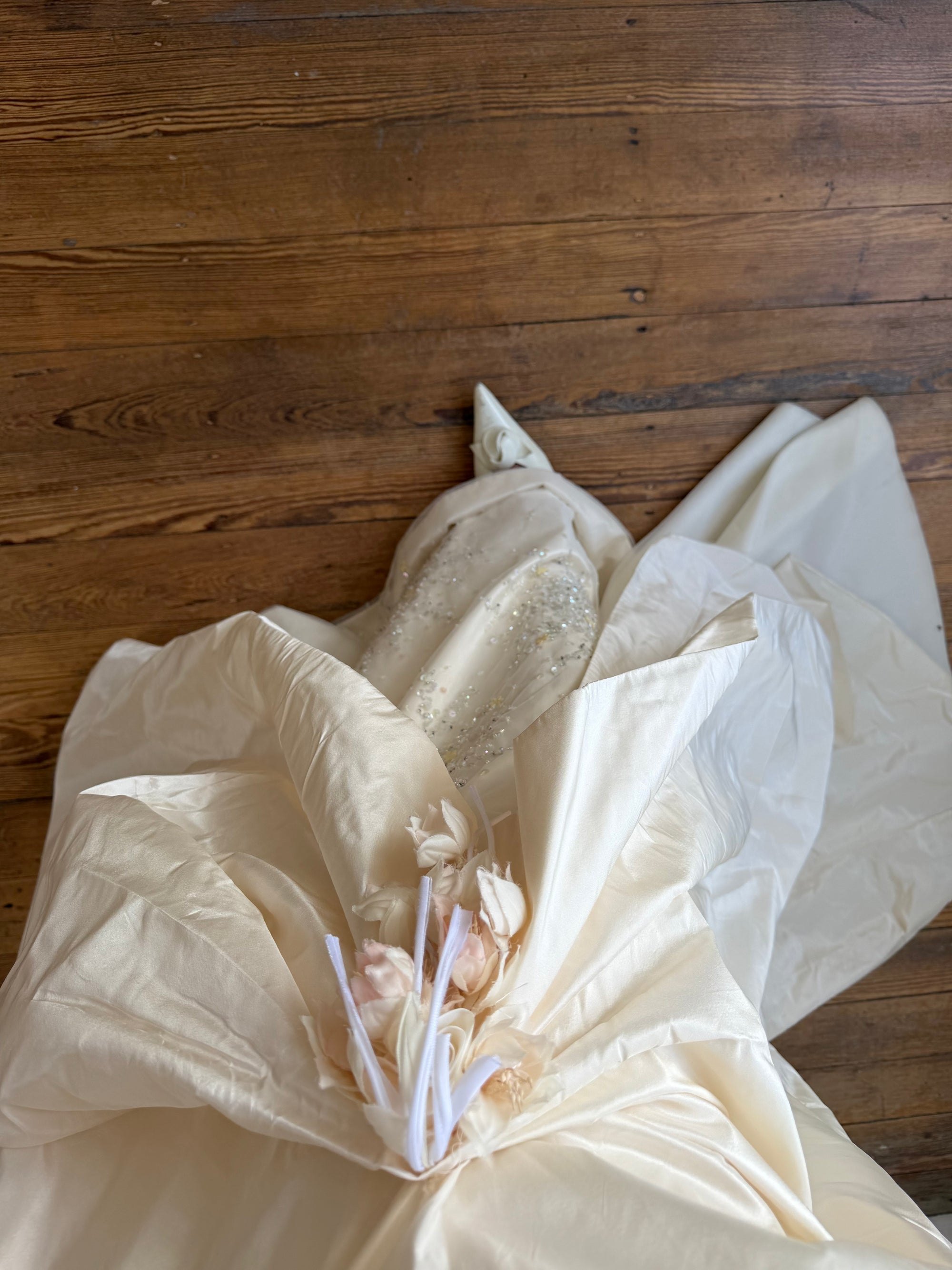Vintage 80s Mermaid Silk Taffeta Bridal Ballgown Set