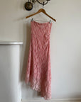 Vintage Y2K Blush Floral Lace Strapless Mini Dress