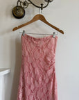 Vintage Y2K Blush Floral Lace Strapless Mini Dress