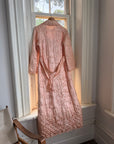Vintage 40s Blush Quilted Trapunto Silk Satin Coat