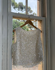 Vintage 60s White Paillette Sequin Top