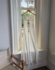 Vintage Y2K Pleated Strapless Gold Embellished Bridal Dress