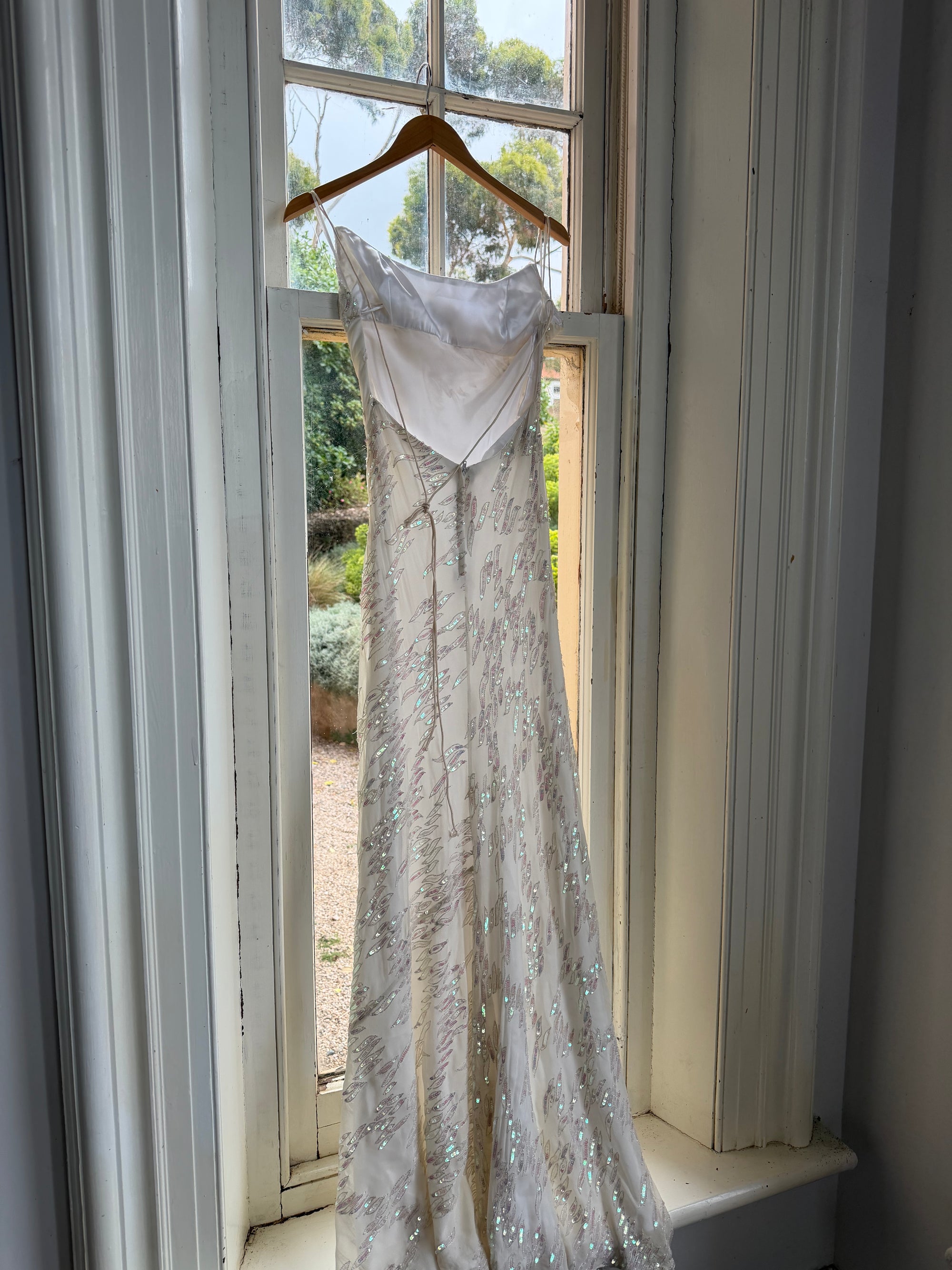 Vintage 90s Iridescent Sequin Bias Slip Dress