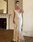 Vintage 90s Italian Pure Silk Slip Ruffle Wedding Gown