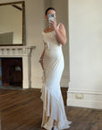 Vintage 90s Italian Pure Silk Slip Ruffle Wedding Gown