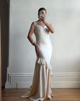 Vintage 90s Italian Pure Silk Slip Ruffle Wedding Gown
