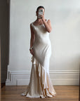 Vintage 90s Italian Pure Silk Slip Ruffle Wedding Gown