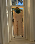 Vintage 60s Sequin Wool Knit Dress Pink Petite Florals