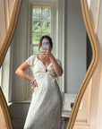 Vintage 90s Silk Jacquard Petite Rose Wedding Dress