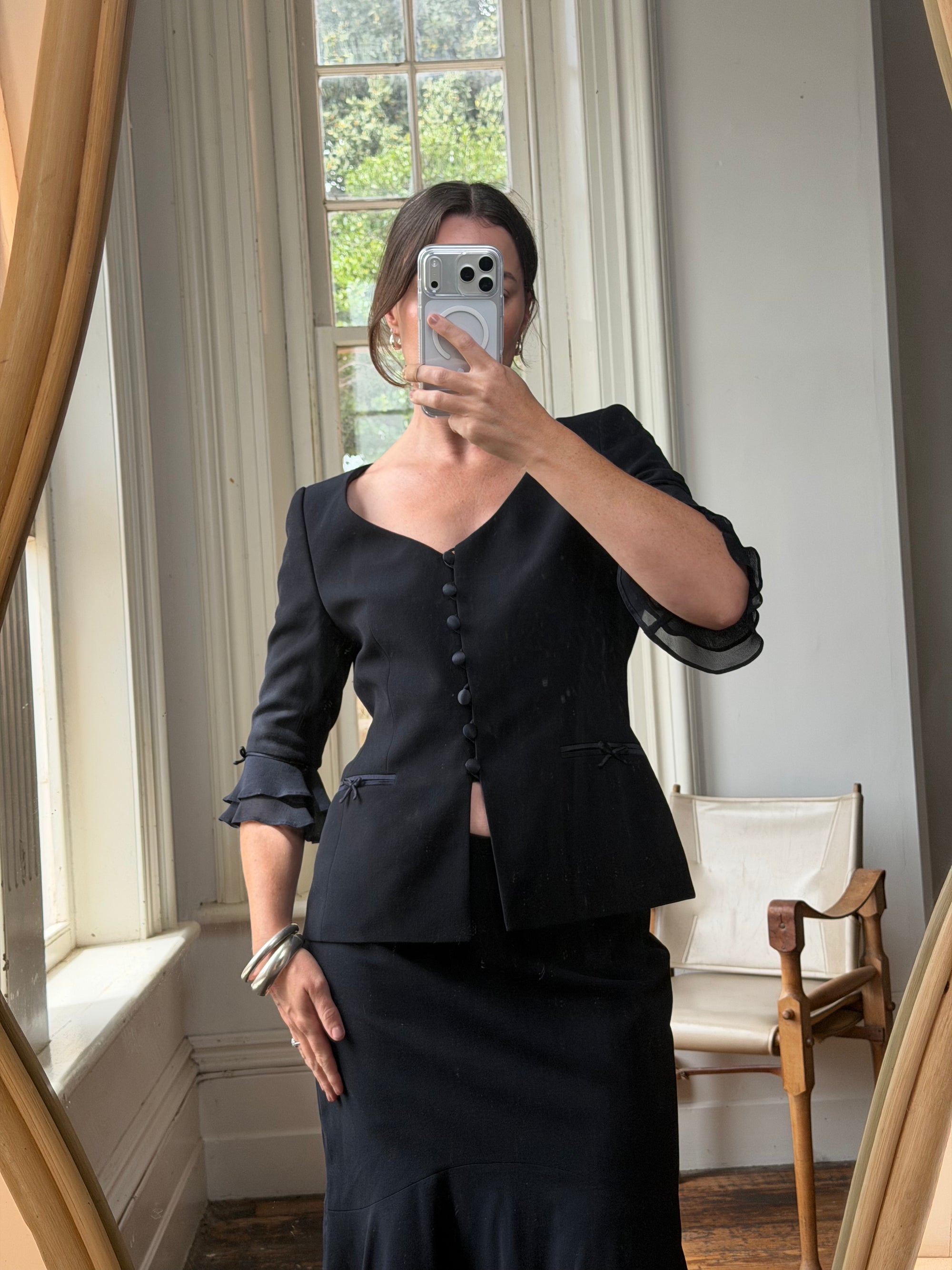 Vintage 90s Escada Tailored Wool Two-Piece Set Noir