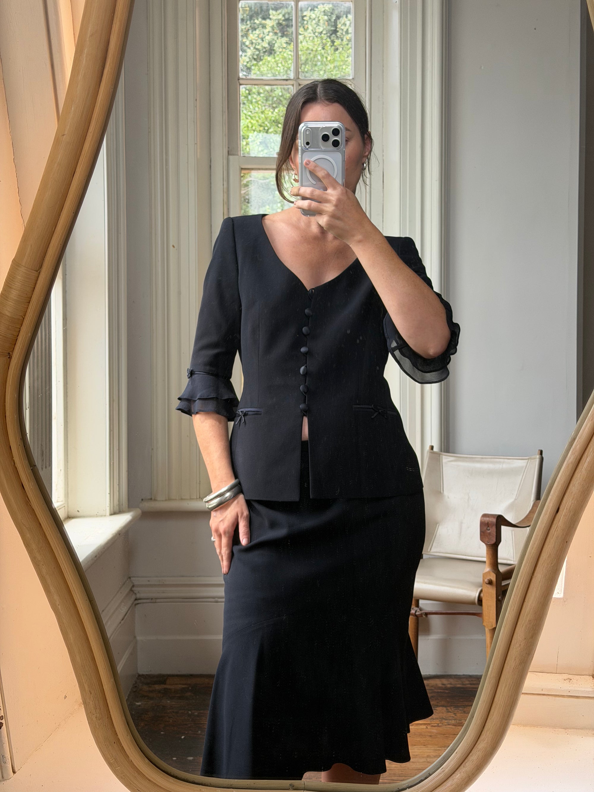 Vintage 90s Escada Tailored Wool Two-Piece Set Noir