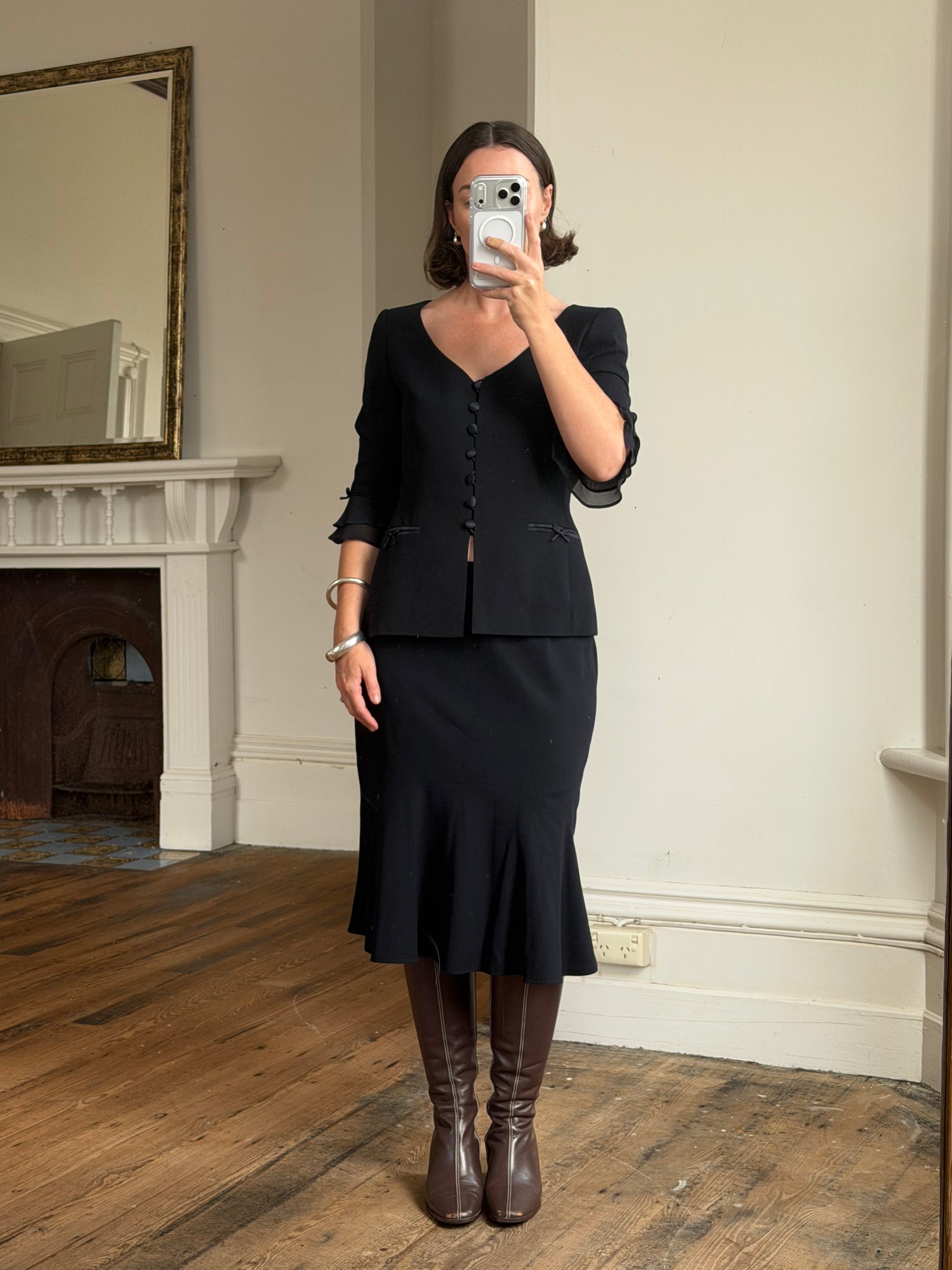 Vintage 90s Escada Tailored Wool Two-Piece Set Noir