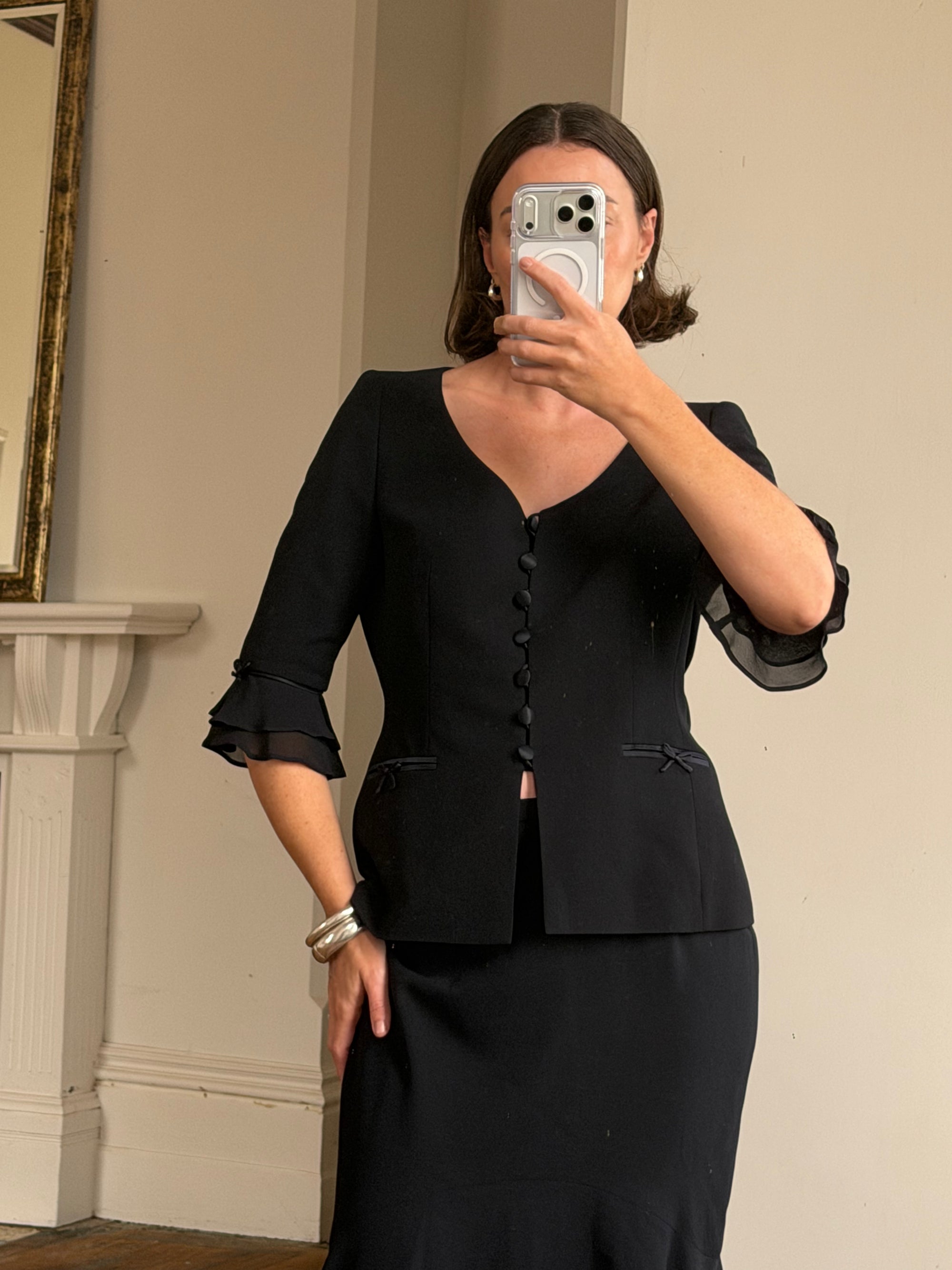 Vintage 90s Escada Tailored Wool Two-Piece Set Noir