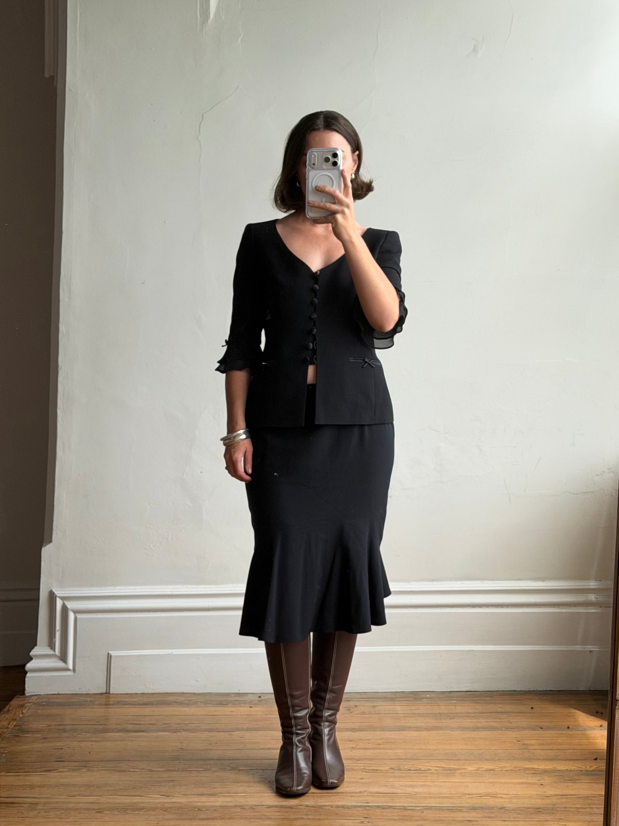 Vintage 90s Escada Tailored Wool Two-Piece Set Noir