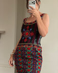 Vintage Rare 90s Escada Couture Pure Silk Embellished Mini