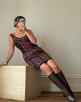 Vintage Rare 90s Escada Couture Pure Silk Embellished Mini