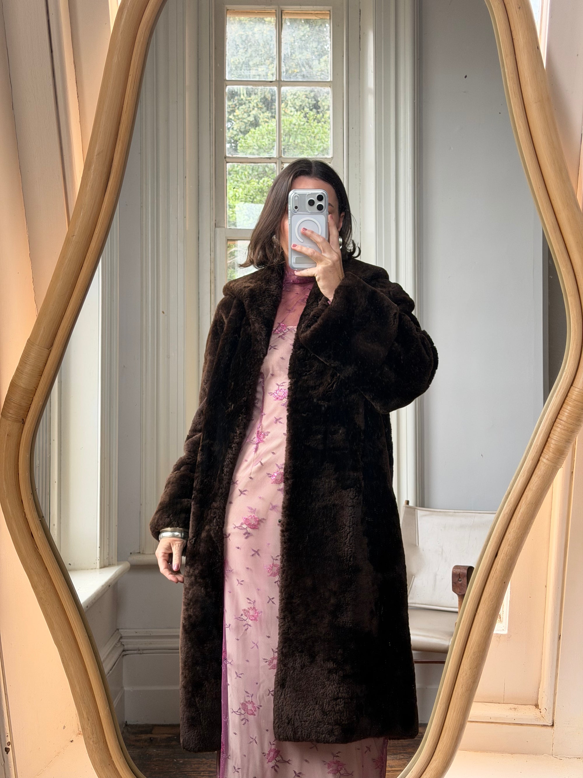 Vintage 70s Chocolate Fur Chunky Coat