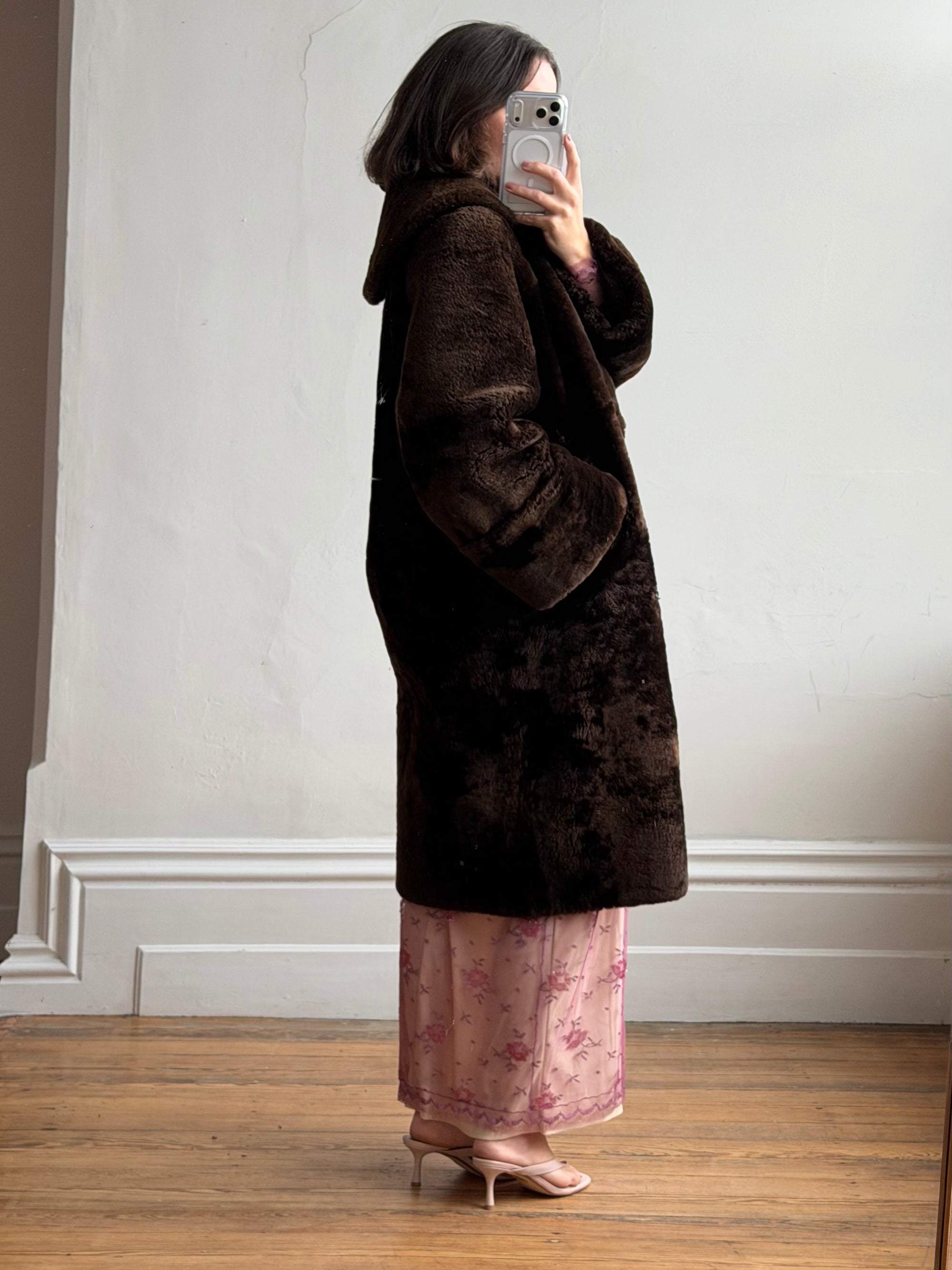 Vintage 70s Chocolate Fur Chunky Coat