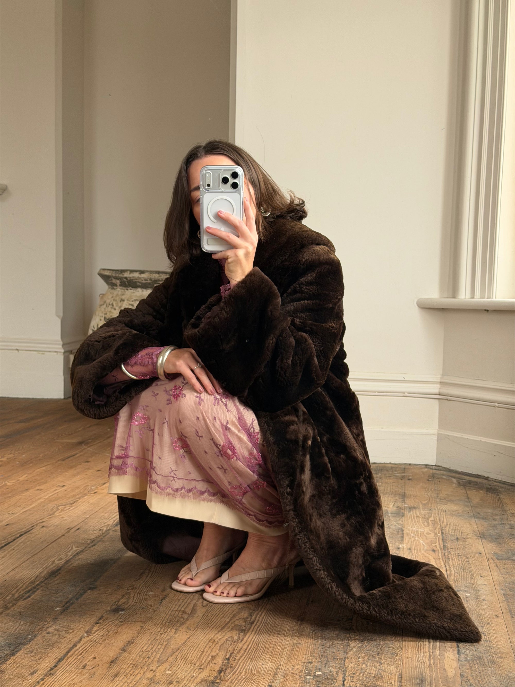 Vintage 70s Chocolate Fur Chunky Coat