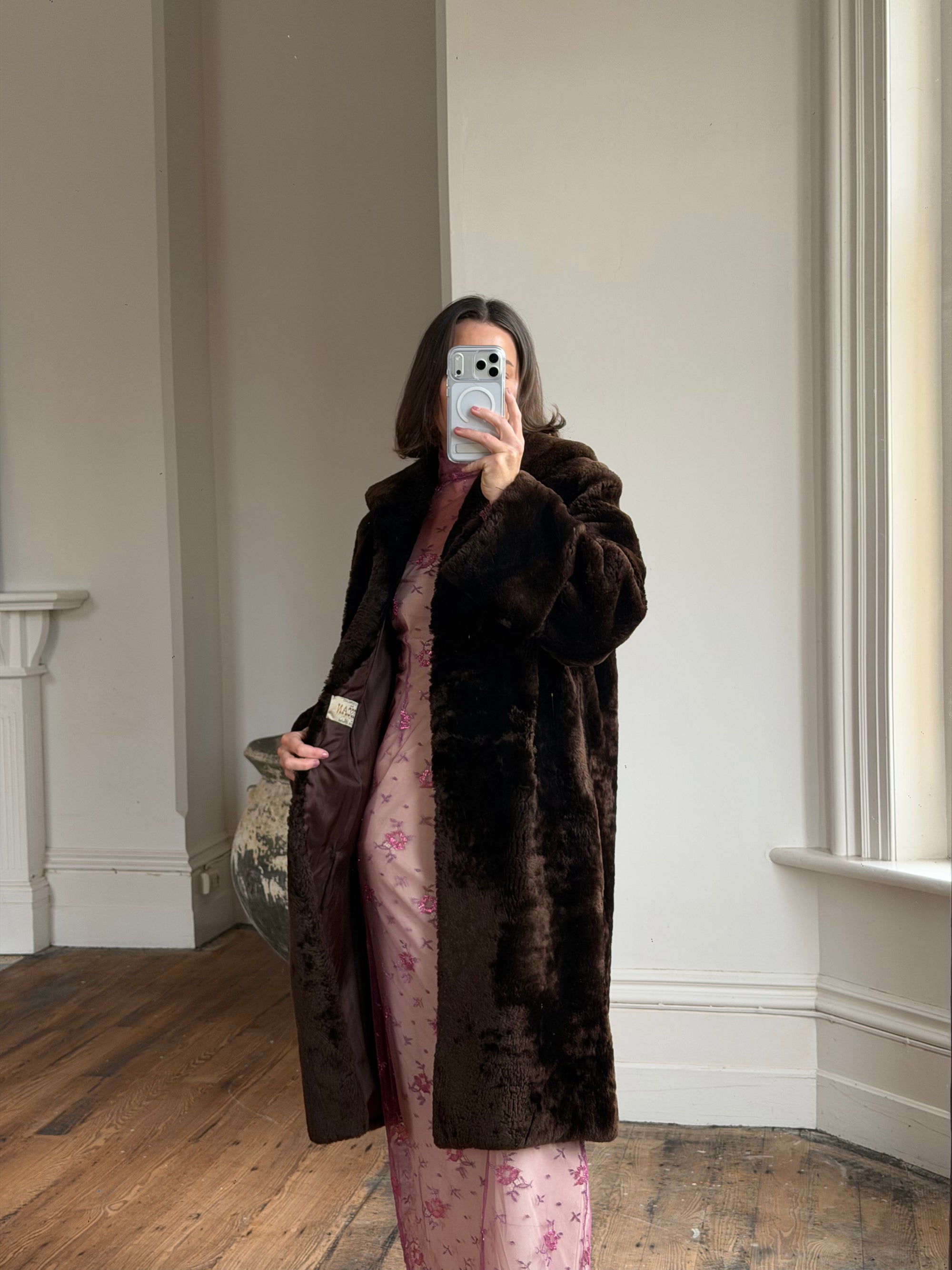 Vintage 70s Chocolate Fur Chunky Coat