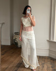 Vintage 90s Italian Sheer Embroidered Tulle 3 Piece Bridal Set