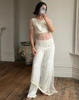 Vintage 90s Italian Sheer Embroidered Tulle 3 Piece Bridal Set