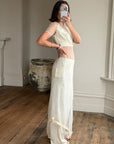 Vintage 90s Italian Sheer Embroidered Tulle 3 Piece Bridal Set