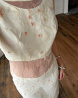 Vintage 90s Italian Sheer Embroidered Tulle 3 Piece Bridal Set