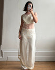 Vintage 90s Italian Sheer Embroidered Tulle 3 Piece Bridal Set