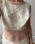 Vintage 90s Italian Sheer Embroidered Tulle 3 Piece Bridal Set