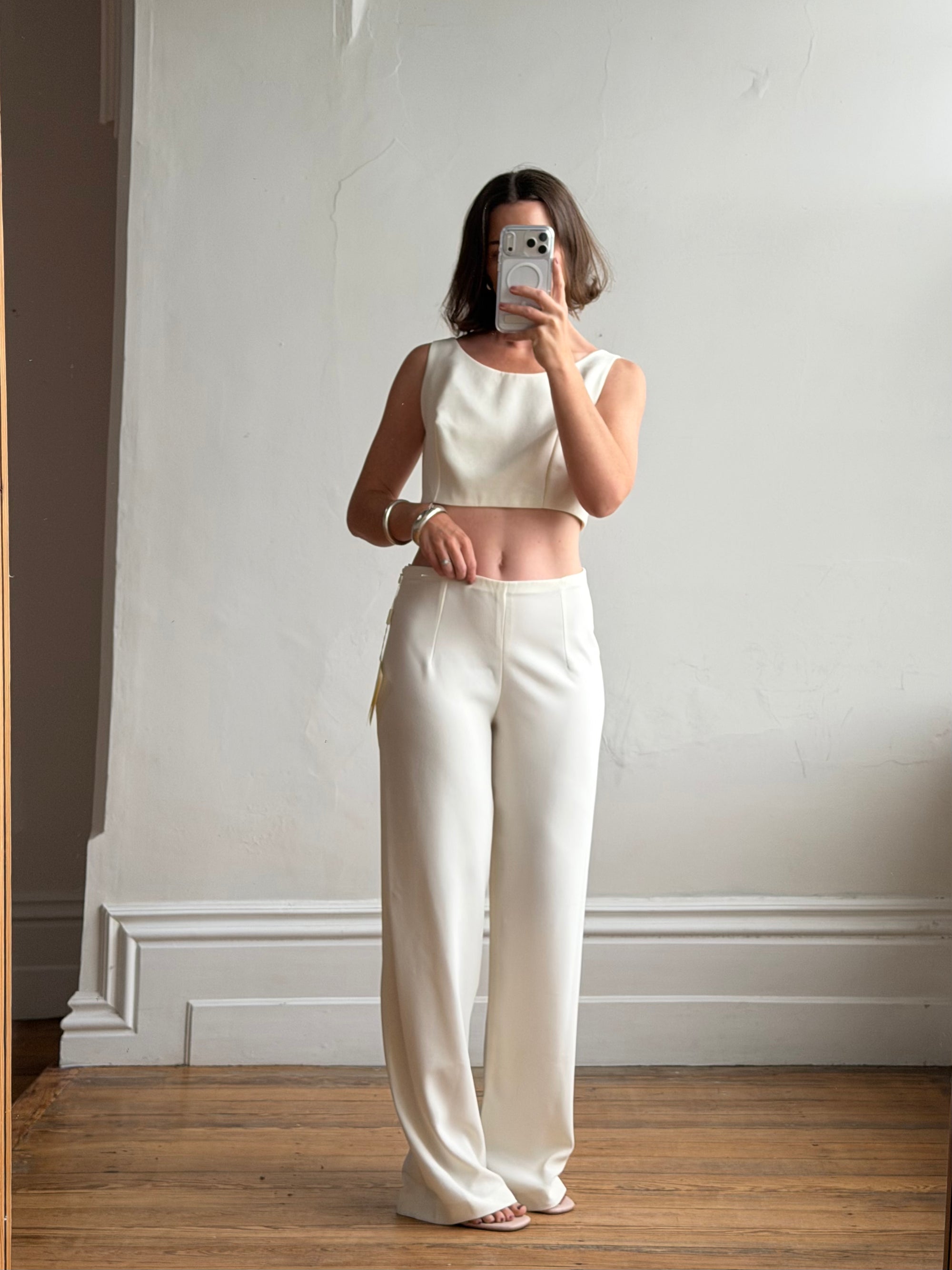 Vintage 90s Italian Sheer Embroidered Tulle 3 Piece Bridal Set