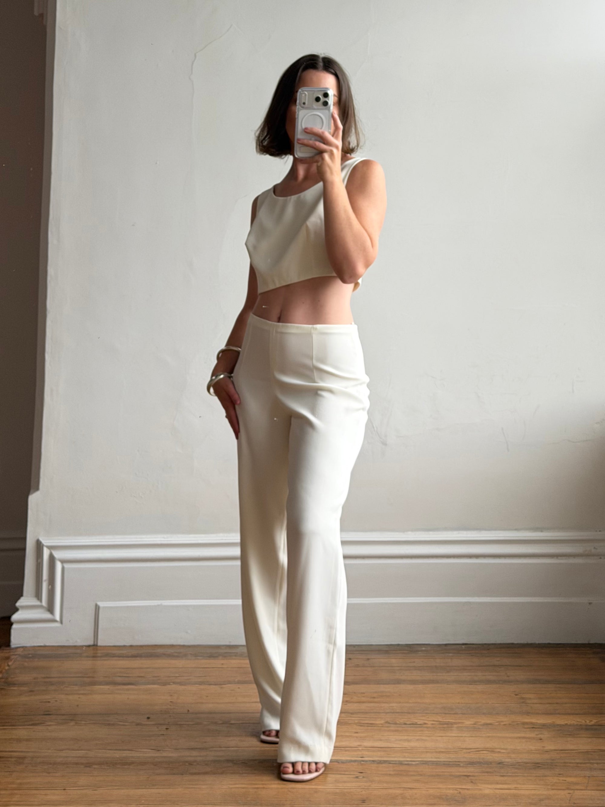 Vintage 90s Italian Sheer Embroidered Tulle 3 Piece Bridal Set