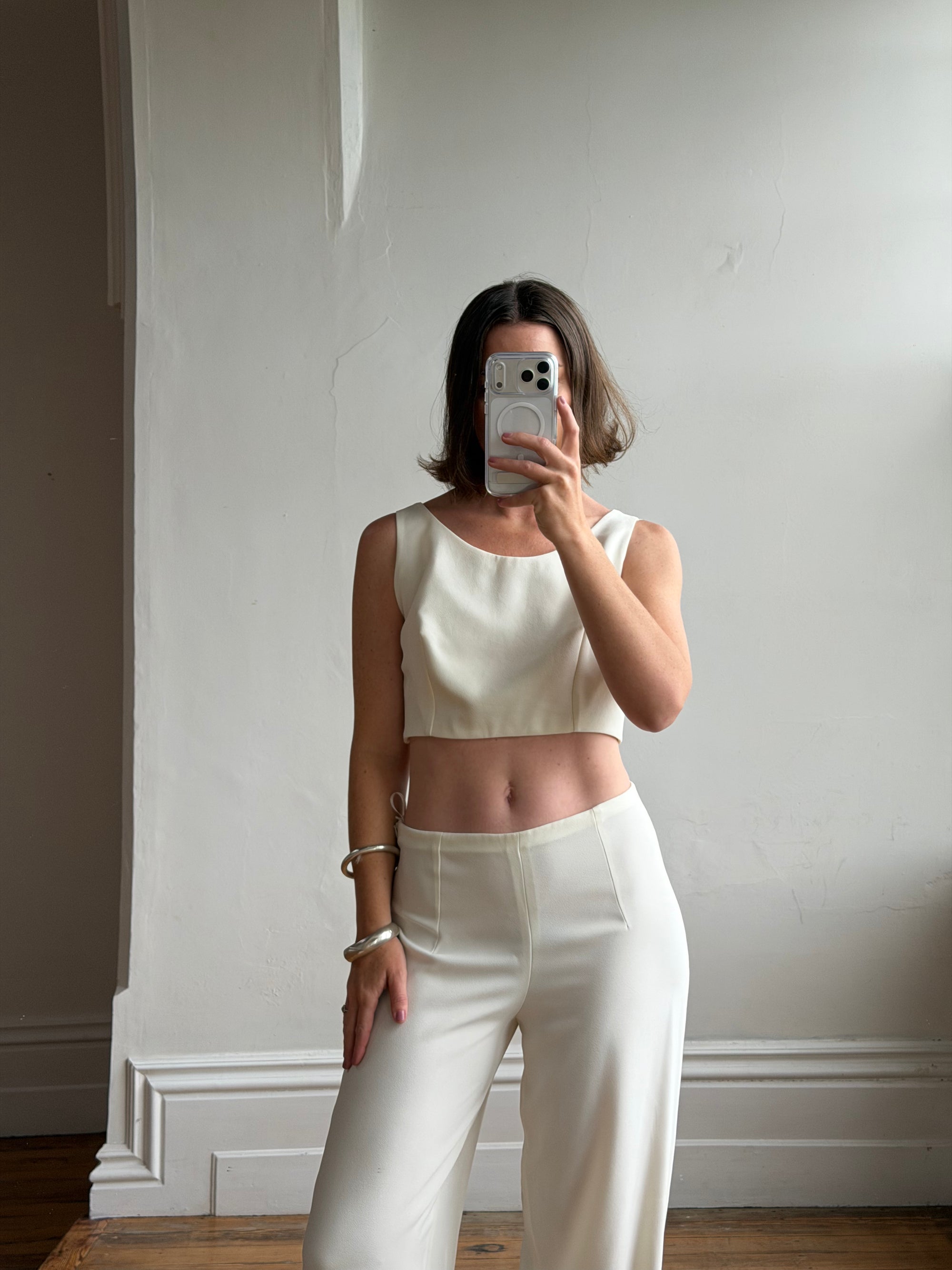 Vintage 90s Italian Sheer Embroidered Tulle 3 Piece Bridal Set